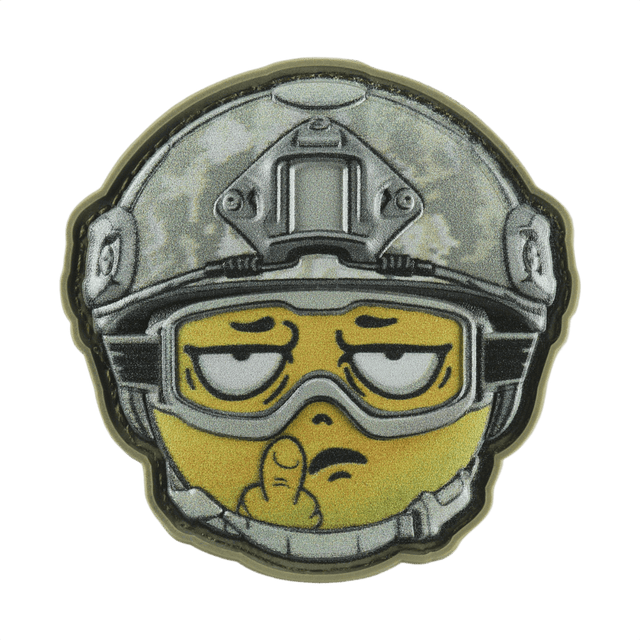M-Tac Patch Emoji #24 med 3D-effekt i PVC og Velcro, militær emoji morale patch, ideel til taske eller udstyr, 6.5 x 6.5 cm