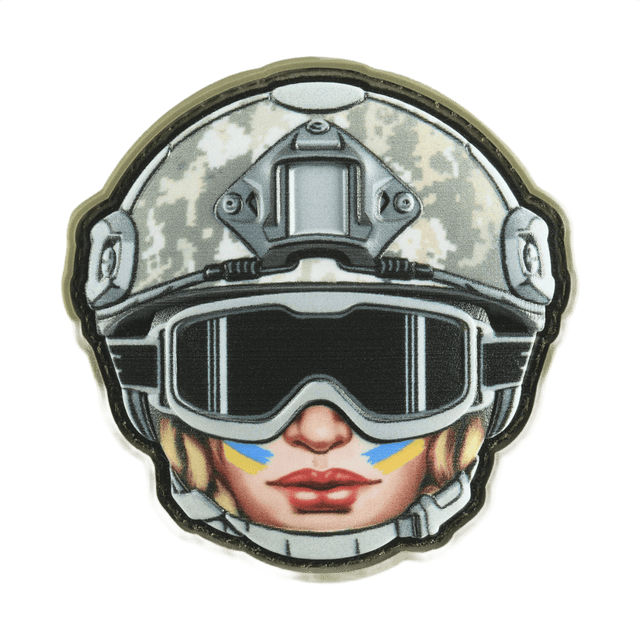 M-Tac Patch Emoji #49 PVC morale patch med hjelm og 3D-effekt, Velcro-fastgørelse, ideel til tøj og udstyr, sjovt og taktisk design.