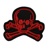 M-Tac Patch Old Skull Velcro i sort med røde kranie og knogler, 3D-effekt, 45x55 mm, nem fastgørelse, velegnet til uniformer og udstyr.