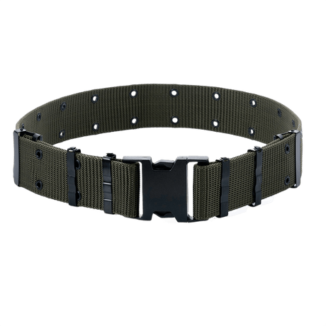 M-Tac Pistolbælte i grøn nylon med plastikspænde, ideelt til taktisk brug, inspireret af amerikansk militær BSS/A.L.I.C.E.-system 1980'erne.