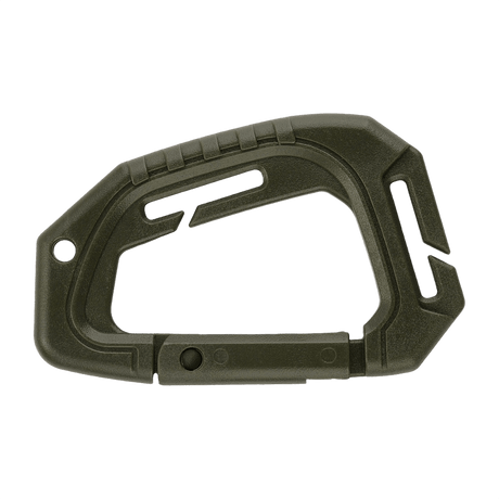 M-Tac Plast Taktisk Karabinhage med MOLLE-monteringspunkt og nøgleringhul, designet til nem gearfastgørelse, materiale: plast, længde: 9,3 cm.
