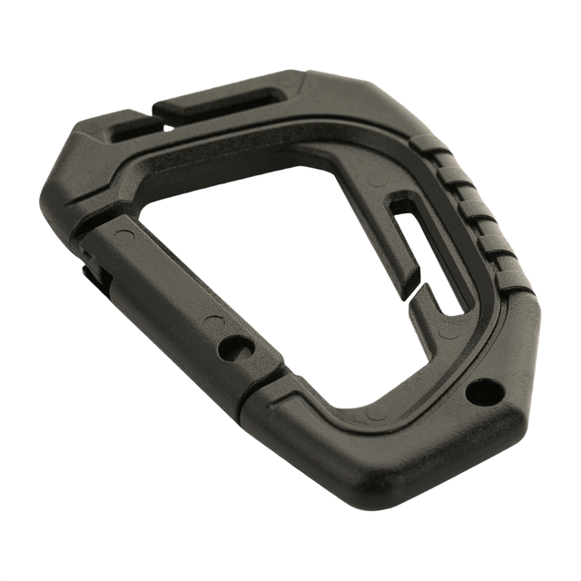 M-Tac Plast Taktisk Karabinhage med MOLLE-monteringspunkt, ideel til fastgørelse af udstyr på vest eller bælte, plast, længde 9,3 cm.