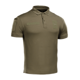 M-Tac Polo Elite Tactical Coolmax, en olivengrøn coolmax® polo med fugttransport, designet til politi og sikkerhedsarbejde.