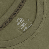 M-Tac Raglan T-Shirt 93/7 i olivengrøn med elastisk komfort og åndbarhed, detalje af label ved kraven, størrelse S