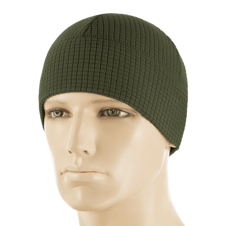 M-Tac Rip-Stop Fleece Hjelmliner i olivengrøn, bæres af mannequin, slidstærk og let, ideel til køligt og koldt vejr, behagelig og holdbar.