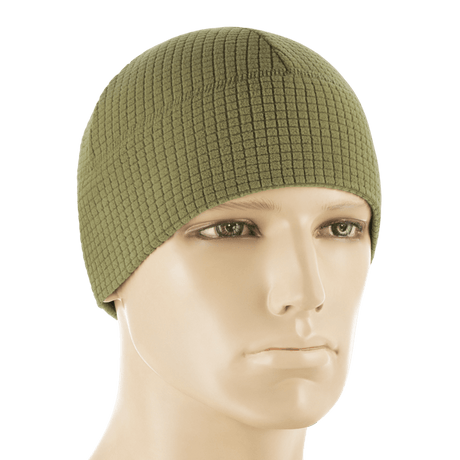 M-Tac Rip-Stop Fleece Hjelmliner i olivenfarve vist på mannequin hoved.