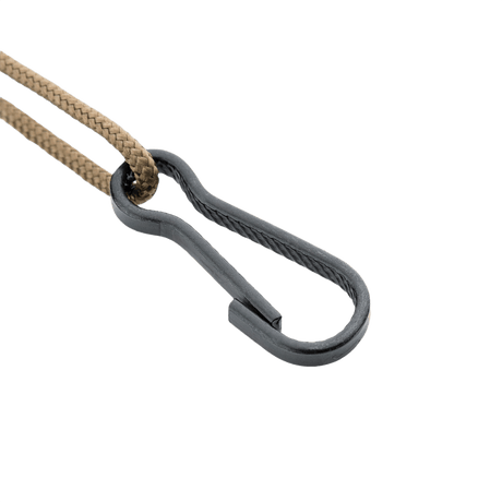 M-Tac Safety Cord med D-ring til sikring af udstyr såsom nøgler og våben, fremstillet af paracord og PVC, med trækstyrke på 50 kg.