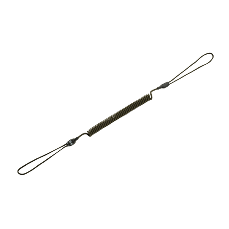 M-Tac Safety Cord Medium Universal til at forhindre tab af udstyr, spiraldesign med fleksibel fastgørelse og D-ring til MOLLE-montering.