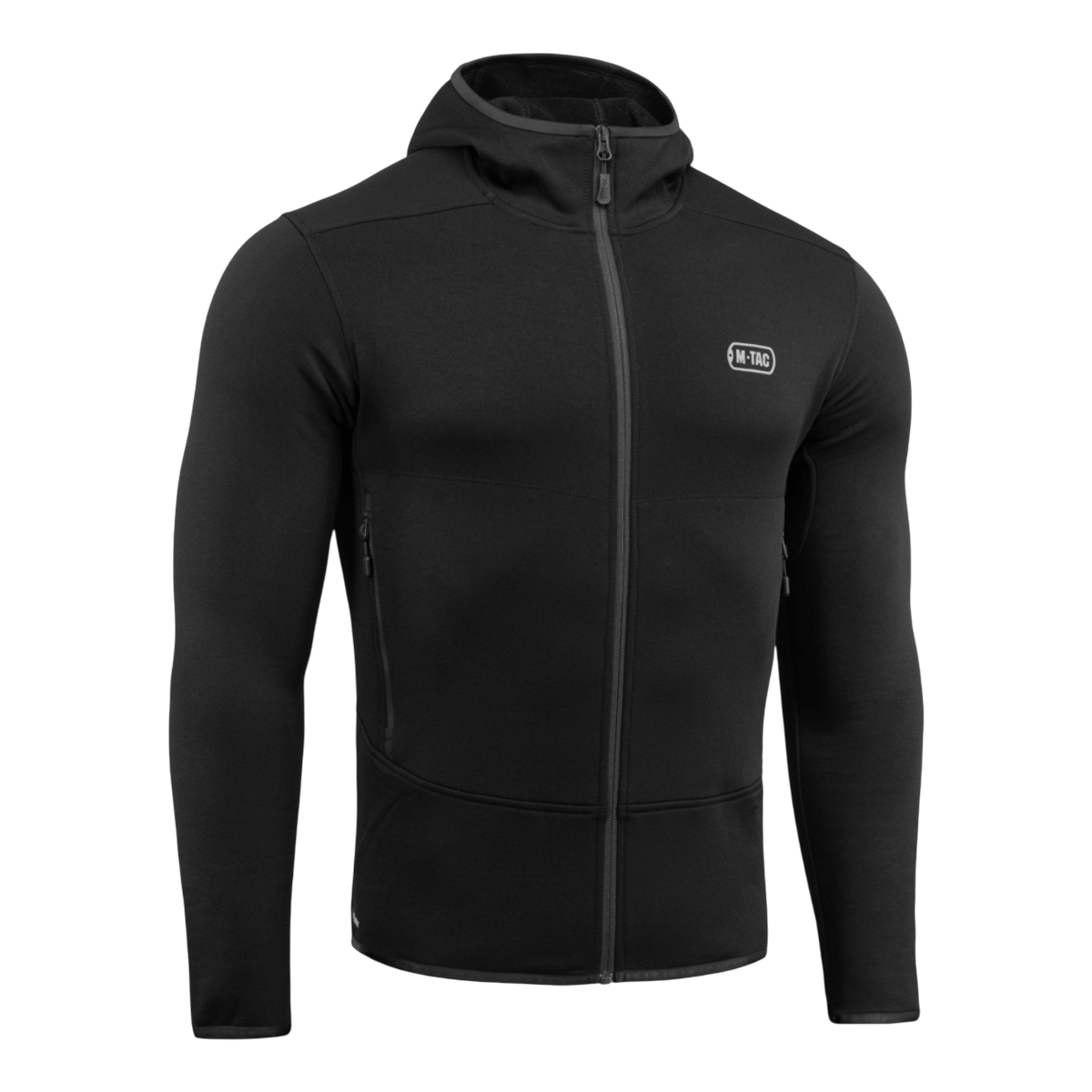 M-Tac Shadow Polartec Fleece Sweatshirt i sort med lav profil hætte til optimal varme og funktionalitet, fremstillet af slidstærkt Power Stretch Pro fleece