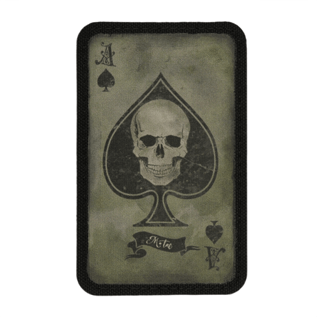 M-Tac Patch Ace of Spades morale patch med spar es og kranie, vintage look, lavet af Cordura 500D, måler 87x54 mm, velcro montering.