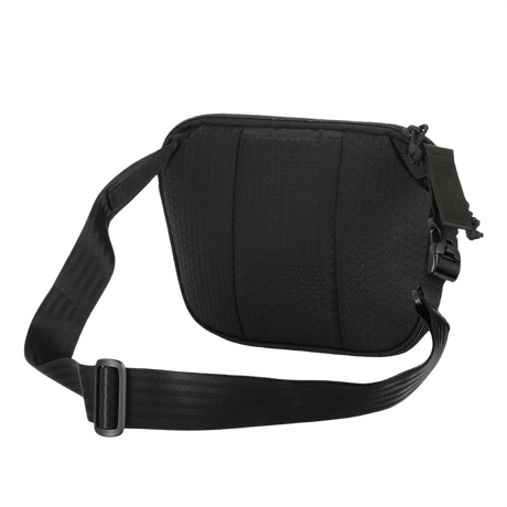 M-Tac Sphaera Hex Hardsling Bag Large Elite i sort på hvid baggrund. Praktisk skuldertaske med justerbar rem, ideel til hverdagsbrug.