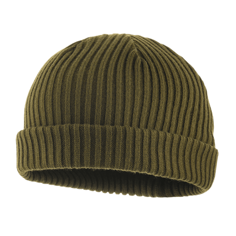 M-Tac Watch Cap 100% Akryl, olivengrøn strikket hue til køligt vejr, lav profil med dobbelt opslag, lavet af 100% akryl, størrelse L.