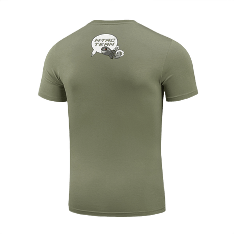 M-Tac T-Shirt Comics Drone Girl med drone-print for UAV-operatører, i olivengrøn farve, set bagfra.