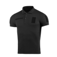 M-Tac Tactical Polo Shirt 65/35 i sort med velcro-paneler til politiet og sikkerhedspersonale for komfort og bevægelsesfrihed.
