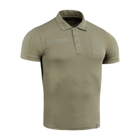 M-Tac Tactical Polo Shirt 65/35 i khaki til uniformer og sikkerhedsarbejde, let og elastisk med velcro-paneler til patches