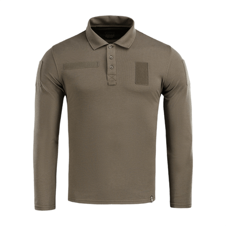 M-Tac Tactical Polo Shirt Langærmet 65/35 i olivengrøn farve med velcro-paneler. Ideel til politi- og sikkerhedsarbejde.
