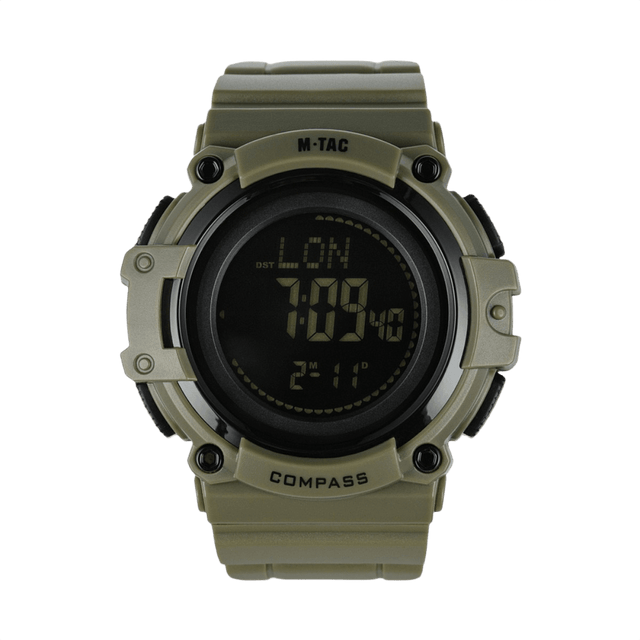 M-Tac Tactical Ur med Kompas 2233 i robust ABS-plastik med LED-baggrundsbelysning og kompas, ideelt til taktisk og outdoor brug.