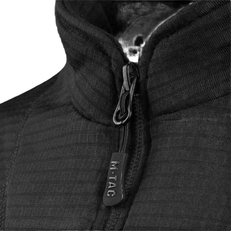 Nærbillede af M-Tac Thermal Fleece Trøje Delta Level 2 med YKK-lynlås, designet til koldt og barskt klima.