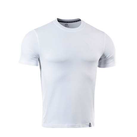 M-Tac T-shirt 93/7, elastisk og komfortabel, i hvid farve til alsidig brug. Perfekt til hverdagsbrug og sport. Materiale: 93% bomuld, 7% elastan.