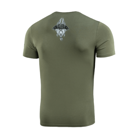 M-Tac T-Shirt Odin i olivengrøn med Odin-motiv fra nordisk mytologi og raven Hugin og Munin, komfortabel bomuldsblanding