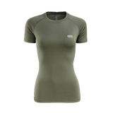 M-Tac T-shirt Ultra Light Polartec Lady i olivengrøn, let og hurtigtørrende Power Dry® materiale, perfekt til træning og fritid.