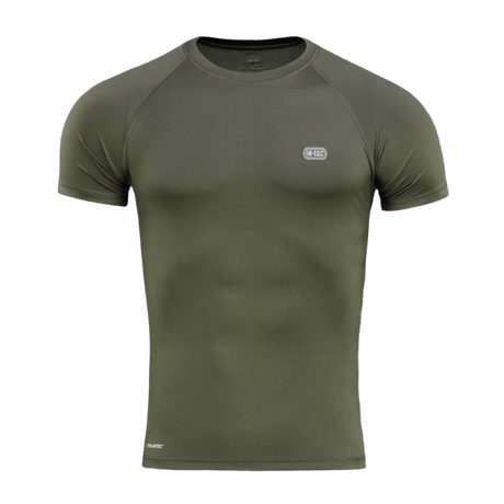 M-Tac T-shirt Ultra Light Polartec i olivengrøn med svedtransporterende Power Dry® materiale, perfekt til træning og outdoor.