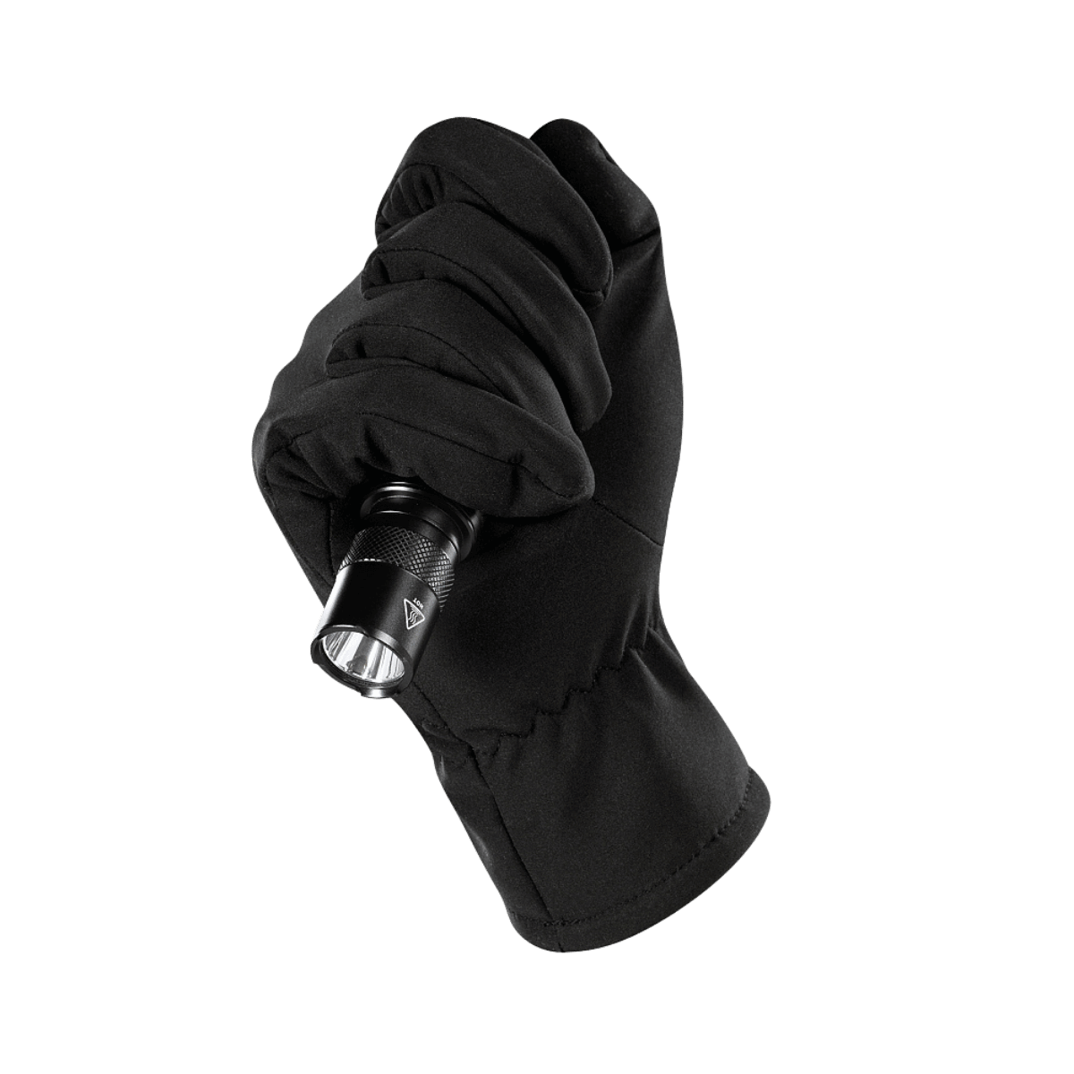 M-Tac Vinterhandsker Soft Shell i sort farve med lommelygte, beskytter mod dårligt vejr, let og funktionel