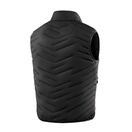 Sort M-Tac Vytyaz Primaloft Vest set bagfra, lavet af slidstærk nylon med effektiv varmeisolering, ideel til overgangsperioder.