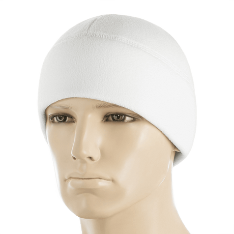 M-Tac Watch Cap Elite Fleece Beanie Hat i hvid, let og varm hue til friluftsliv, taktisk brug, vind- og kuldebeskyttelse.