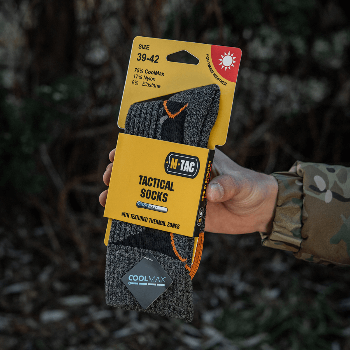 M-Tac Coolmax 75% Sokker udendørs sokker med fugttransporterende materialeteknologi, optimal komfort og bevægelsesfrihed.