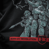 M-Tac Hoodie Freedom med militær design og 'Born by Revolution' print, fremstillet af bomuld med elastan for komfort og holdbarhed.