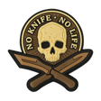M-Tac Patch No Knife – No Life 3D PVC taktisk morale-patch med skalle och knivar, perfekt för uniform eller utrustning, 50 x 50 mm gummi med Velcro