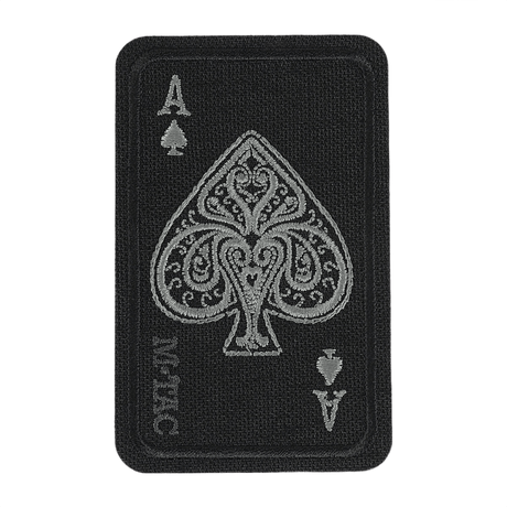 M-Tac Patch Ace Of Spades (Broderi) i Cordura 500D med Velcro fastgørelse, ideel til tøj og taktisk udstyr, størrelse 5 x 8 cm.