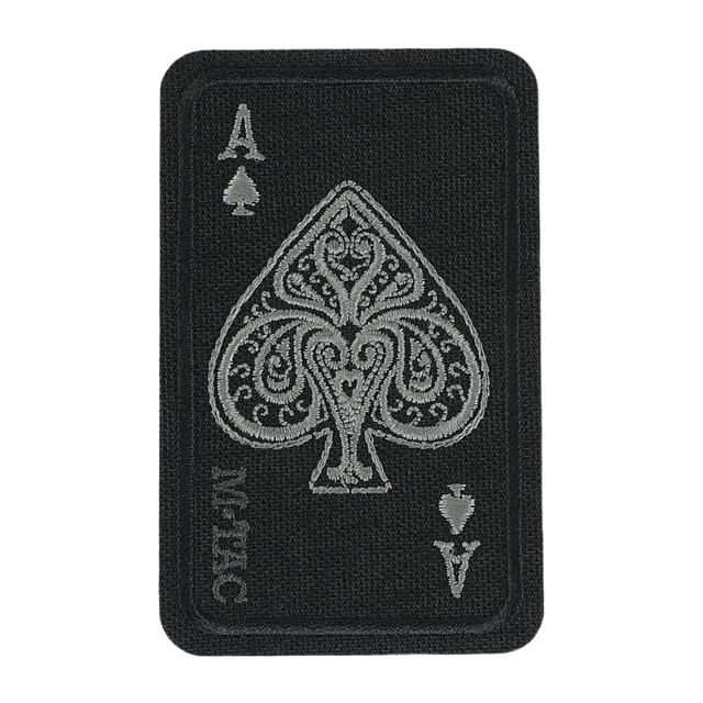 M-Tac Patch Ace Of Spades (Broderi) i Cordura 500D med Velcro fastgørelse, ideel til tøj og taktisk udstyr, størrelse 5 x 8 cm.