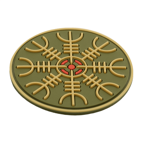 M-Tac Patch Egeshjelm 3D PVC med vikingesymbol Helm of Terror, 55 mm gummi, Velcro til montering. Ikonisk design til beskyttelse.