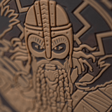 M-Tac Patch Til Valhall PVC med 3D-effekt af en viking på bronzebaggrund, perfekt til uniform eller udstyr.