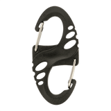 M-Tac Plast S-Krog Karabinhage, sort plast dobbeltsidet karabinhage til nøgler og let udstyr, ikke til klatring. Perfekt til daglig brug, EDC-kit.