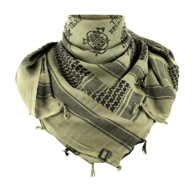 M-Tac Shemagh Tørklæde Til Valhall i olivengrøn, 105x105 cm bomuldstørklæde til beskyttelse mod sol, sand og vind, anvendt af militæret.