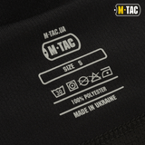 M-Tac Sweater-Ninja-Balaclava Premium vaskeinstruktioner og mærkat. Størrelse S, 100% polyester, fremstillet i Ukraine.