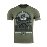 M-Tac T-Shirt Odin med print af Odin, ravne Hugin og Munin og teksten 'Valhalla Calling', bomulds- og elastanblanding, militærgrøn.