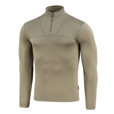 M-Tac Thermal Fleece Trøje Delta Level 2 i beige med lynlås, perfekt til kolde klimaer, del af ECWCS, fremstillet i 100% polyester.