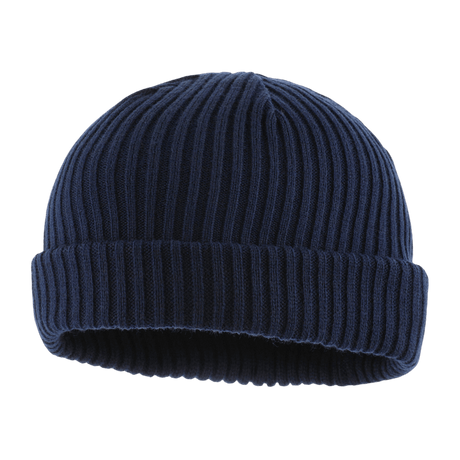 M-Tac Watch Cap 100% Akryl, marineblå strikket hue til koldt vejr, lav profil, dobbelt opslag, industrielt strik til holdbarhed.