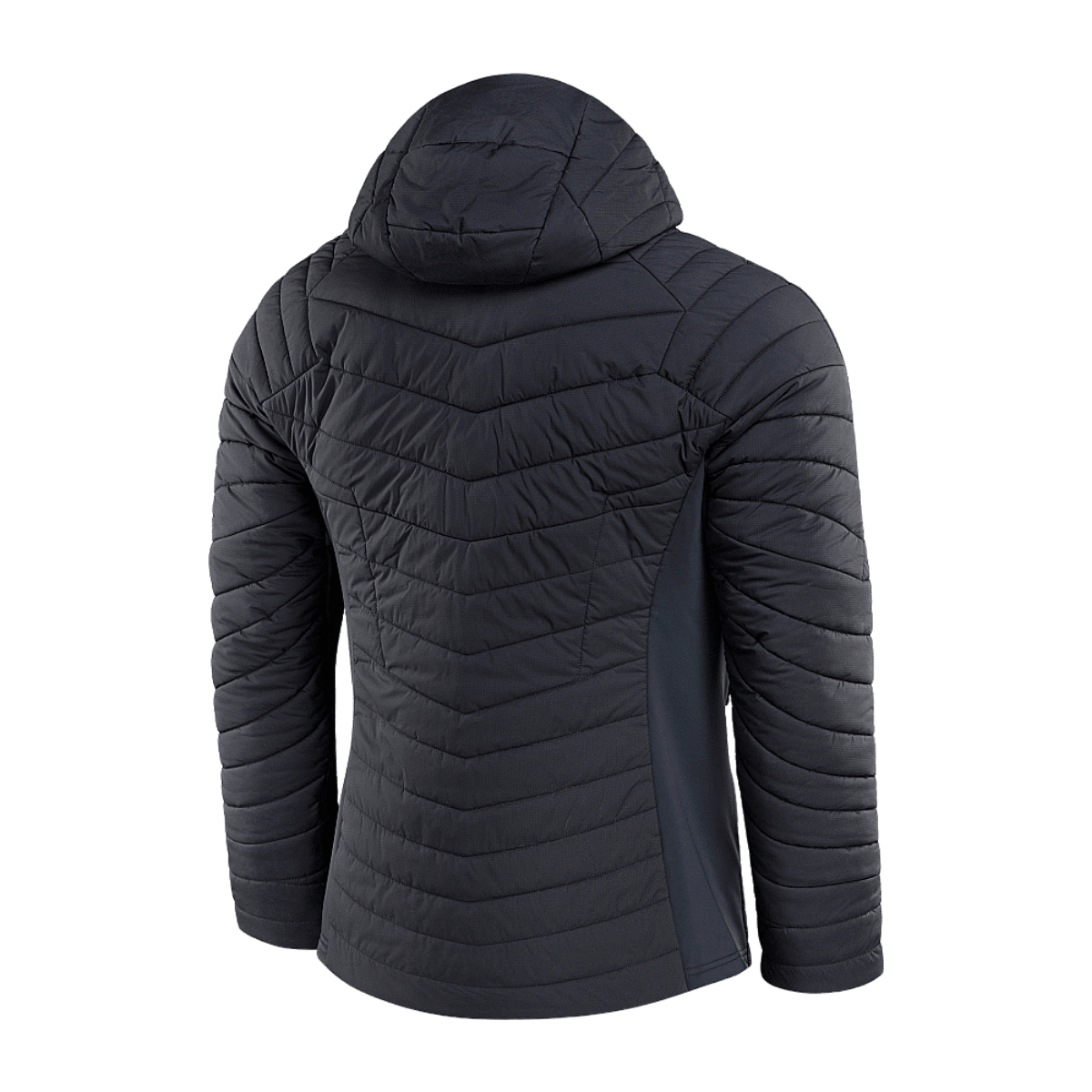 Sort M-Tac Jarl Jakke set bagfra, designet til at være varm, komfortabel og alsidig med innovative materialer.