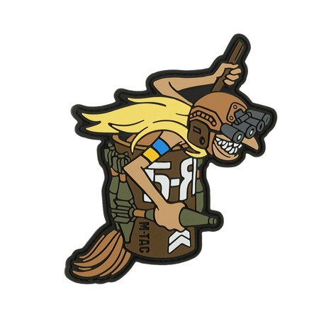 M‑Tac Patch Baba-Yaga Vertical PVC-patch med natkikkert og granater, inspireret af ukrainske UAV-operatører, 9x13,5 cm, realistisk 3D-design.