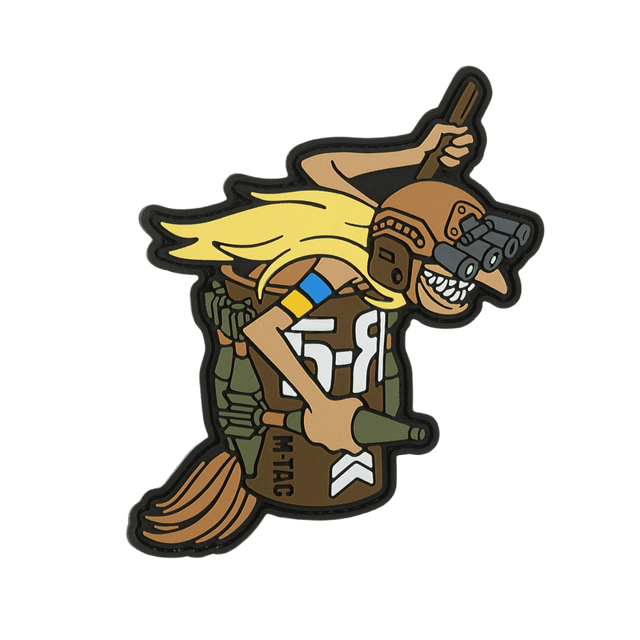 M‑Tac Patch Baba-Yaga Vertical PVC-patch med natkikkert og granater, inspireret af ukrainske UAV-operatører, 9x13,5 cm, realistisk 3D-design.