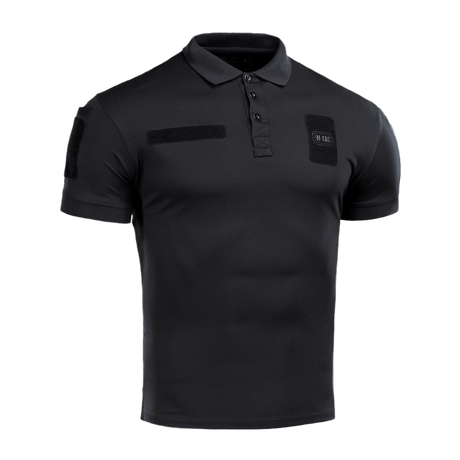 M-Tac Polo Elite Tactical Coolmax i sort, designet til politiets uniforme, svedtransporterende og hurtigttørrende, ideal til aktivt brug.