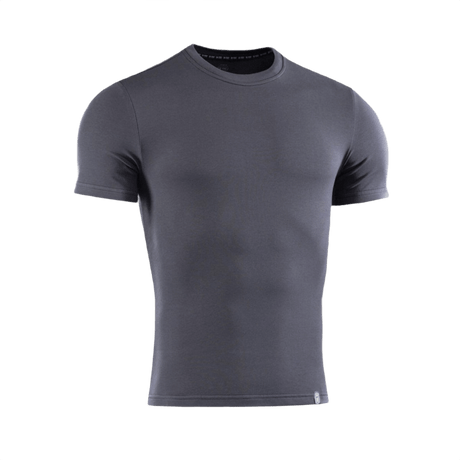 M-Tac T-shirt 93/7 i grå, kortærmet stil, lavet af 93% bomuld og 7% elastan, perfekt til hverdags- og aktiv brug, bevarer formen.