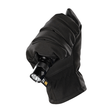 M-Tac Handsker Soft Shell Thinsulate, holdbare handsker til udendørs aktiviteter, forstærket med læder for bedre greb og touchfunktion.