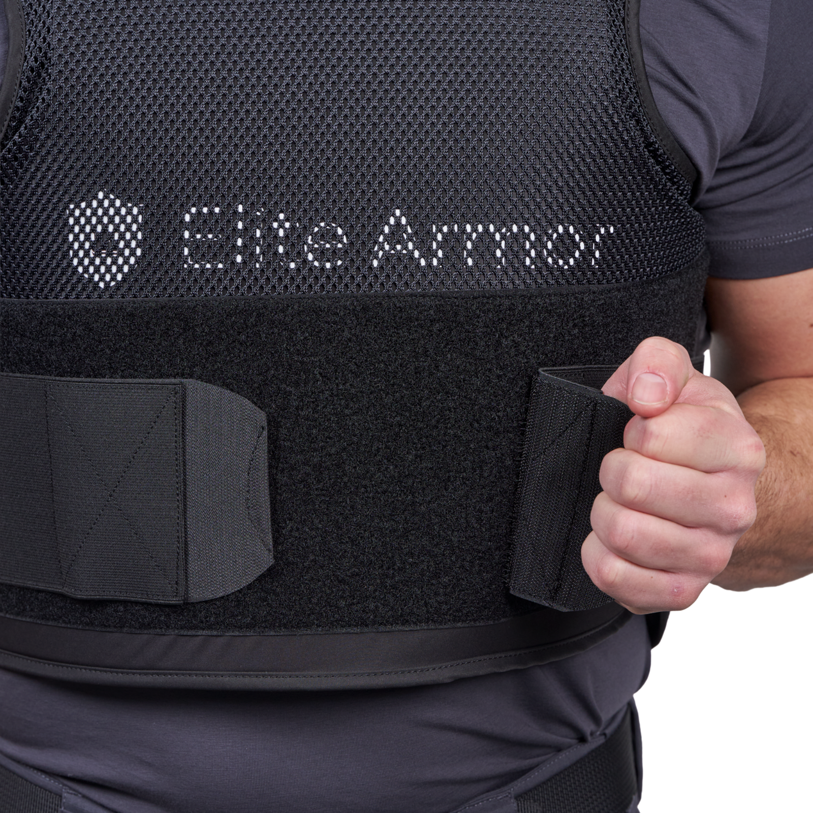 Detalje af Elite Armor RX2 vest med velcro lukninger