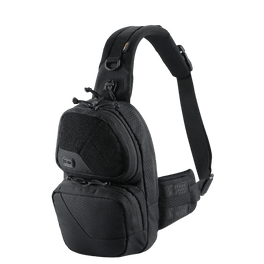 M-Tac Buckler-väska Elite Hex i svart med dolda fickor och MOLLE-system, tillverkad av Hex-Cordura med Cordura 500D-förstärkningar.